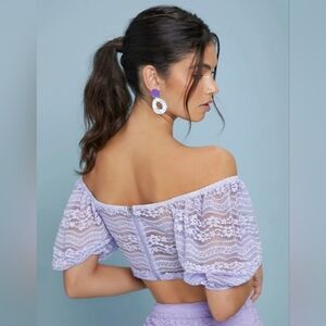 SHEIN Purple Lavender Off-Shoulder Lace Crop Top - Size XL 💜